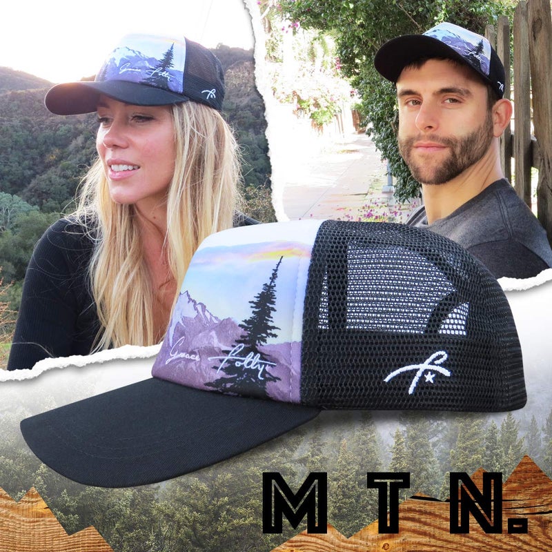 Grace Folly Foam Trucker Hat Snapback Mesh Baseball Cap for Men or Women (Mountain Print) - Image 4